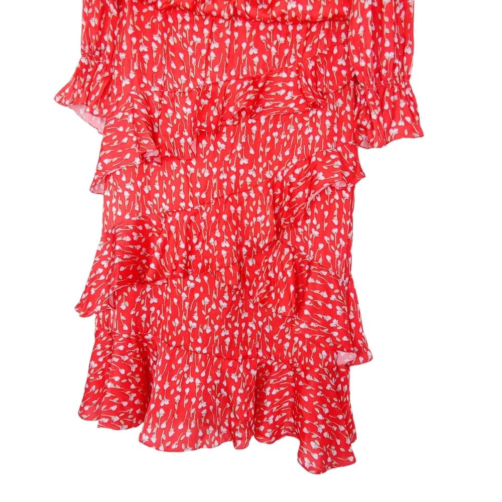 ML Monique‎ Lhuillier Printed Ruffle Dress 12 - Picture 5 of 10